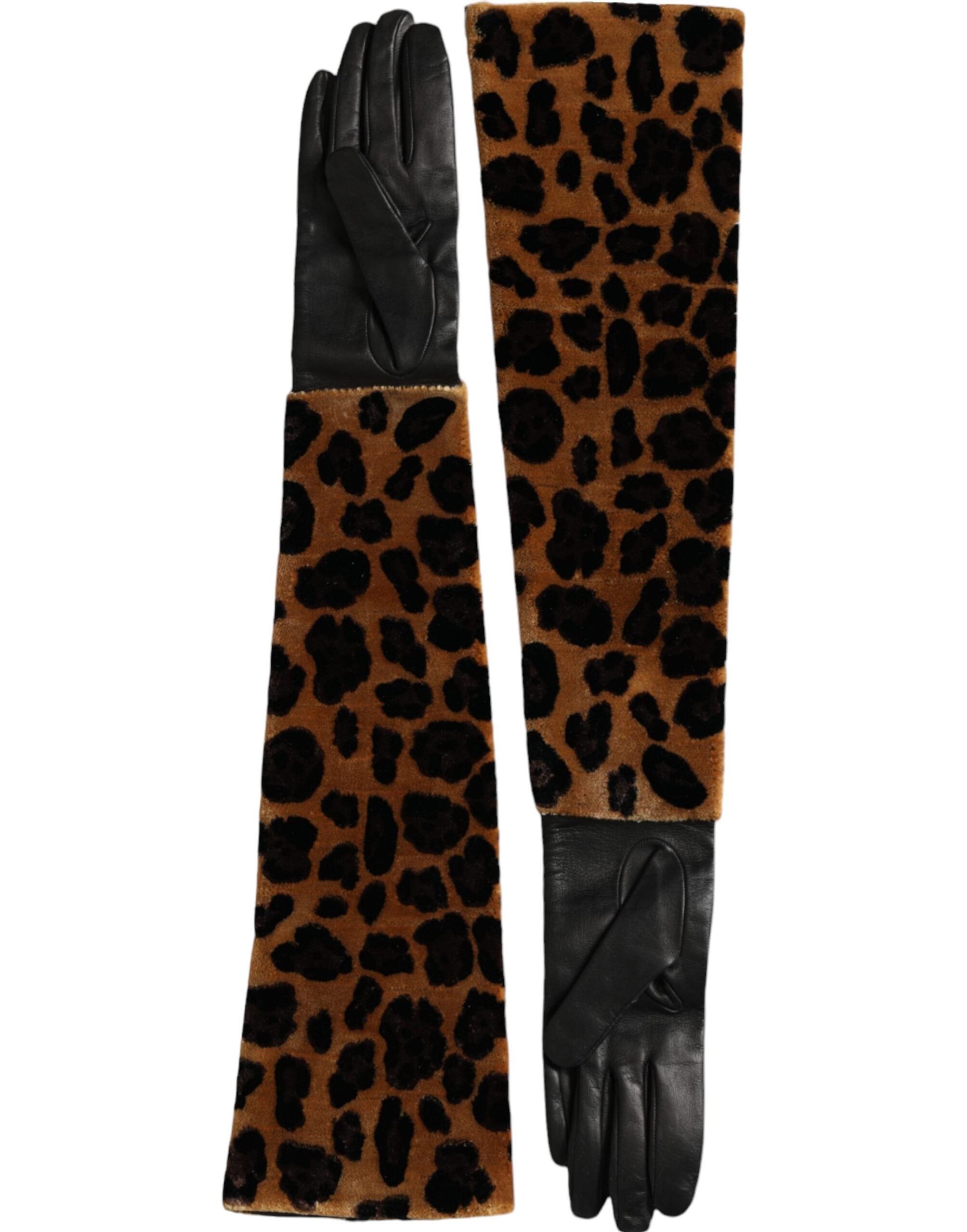 handschuhe leopard Dolce & Gabbana Leopard Print Leather Elbow Length Gloves – Runway Door