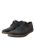 Dolce & Gabbana Black Woven Leather Lace-Up Casual Derby Shoes