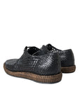 Dolce & Gabbana Black Woven Leather Lace-Up Casual Derby Shoes