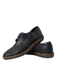 Dolce & Gabbana Black Woven Leather Lace-Up Casual Derby Shoes