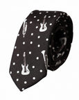 Dolce & Gabbana Guitar Print Silk Suit Tie - Black