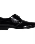 Dolce & Gabbana Black Wet-Look Leather Derby Dress Shoes