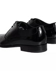 Dolce & Gabbana Black Wet-Look Leather Derby Dress Shoes