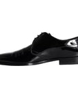 Dolce & Gabbana Black Wet-Look Leather Derby Dress Shoes