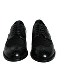 Dolce & Gabbana Black Leather Floral Lace Derby Shoes