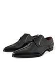 Dolce & Gabbana Black Leather Crystal Embellished Derby Dress Shoes