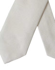Dolce & Gabbana Off White Silk Slim Suit Tie