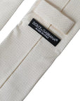 Dolce & Gabbana Off White Silk Slim Suit Tie