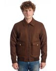 Roberto Pepe Luxury Wool Bomber Jacket - Brown - Made In Italy