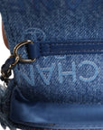 Chanel Logo Print Blue Denim Quilted Handbag