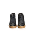 Roberto Pepe Luxury Leather High Top Sneakers - Black - Made In Italy
