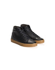 Roberto Pepe Luxury Leather High Top Sneakers - Black - Made In Italy
