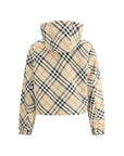 reversible checked zip up cropped hooded jacket
