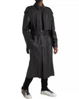 Bottega Veneta Leather Trench Coat - Black