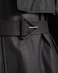 Bottega Veneta Leather Trench Coat - Black
