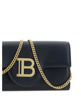 Balmain Leather Clutch & Shoulder Bag With Chain Strap