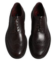 Dolce & Gabbana Brown Leather Derby Wingtip Dress Shoes