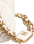 Chanel White Matelasse Lambskin Gold Chain Shoulder Vanity Bag