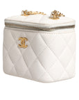 Chanel White Matelasse Lambskin Gold Chain Shoulder Vanity Bag
