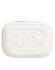 Chanel White Matelasse Lambskin Gold Chain Shoulder Vanity Bag