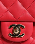 Chanel Vivid Pink-Red Matelasse Chain Mini Shoulder Leather Purse