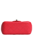 Chanel Vivid Pink-Red Matelasse Chain Mini Shoulder Leather Purse