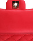 Chanel Vivid Pink-Red Matelasse Chain Mini Shoulder Leather Purse