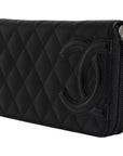 Chanel Black Quilted Leather Continental Zip Wallet
