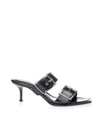 Alexander McQueen Black Leather Low Heel Sandals