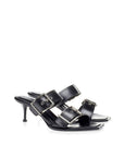 Alexander McQueen Black Leather Low Heel Sandals