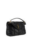 YSL Black Leather Quilted Toy Puffer Lou Lou Medium Shoulder Bag