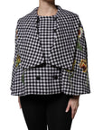 Dolce & Gabbana Blooms & Houndstooth Cape Coat