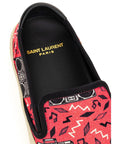 Saint Laurent Retro Art Canvas Slip On Sneakers