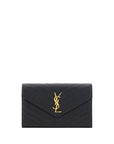 YSL logo slim chevron quilted black leather shoulder bag