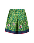 Gucci Green Flower Printed Silk Shorts