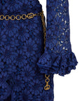 Gucci Floral Lace Midi Dress With Gold Belt