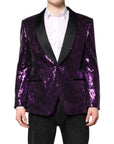 Dolce & Gabbana Purple Sicilia Sequin Embellished Blazer
