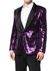 Dolce & Gabbana Purple Sicilia Sequin Embellished Blazer
