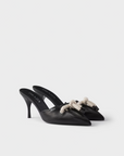 Prada black nappa leather pointed toe heeled pumps