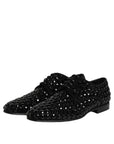 Dolce & Gabbana Black Studded Leather Derby Formal Shoes