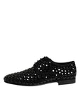 Dolce & Gabbana Black Studded Leather Derby Formal Shoes