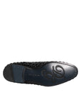 Dolce & Gabbana Black Studded Leather Derby Formal Shoes