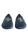Dolce & Gabbana Blue Velvet Loafers Dress Shoes