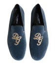 Dolce & Gabbana Blue Velvet Loafers Dress Shoes