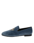 Dolce & Gabbana Blue Velvet Loafers Dress Shoes