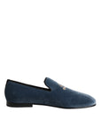 Dolce & Gabbana Blue Velvet Loafers Dress Shoes