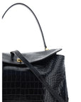 Balenciaga Black Crocodile Embossed Rodeo Leather Small Shoulder Bag