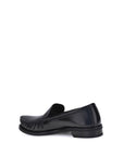 all black brushed leather loafers