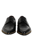 Dolce & Gabbana Black Leather Studded Derby Dress Shoes