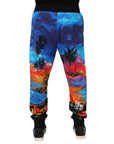 Dolce & Gabbana Blue Hawaiian Jogger Pants